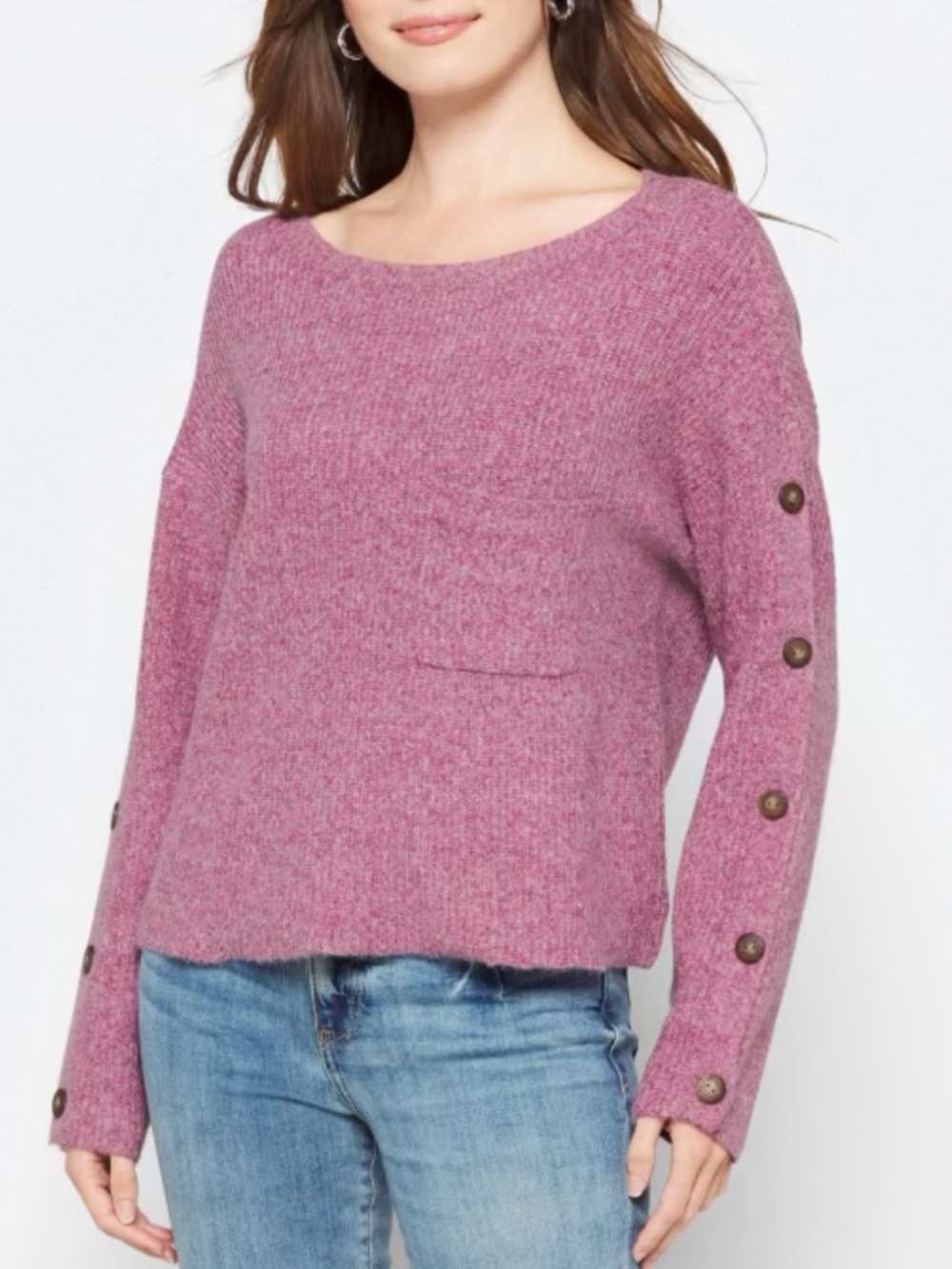 The General Good Citra Button Sleeve Detail Sweater